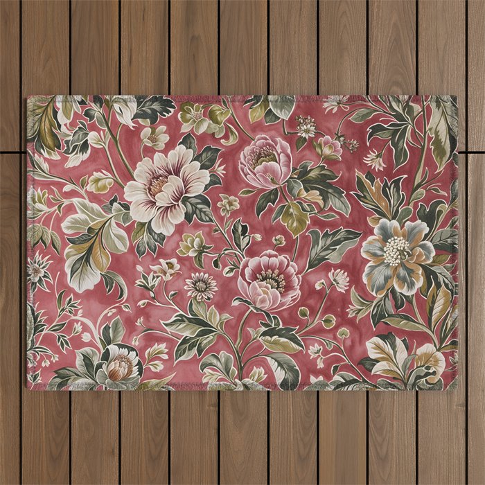 Peruvian Pink Floral Outdoor Rug Gallery Image 1
