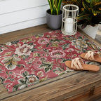 Peruvian Pink Floral Outdoor Rug Gallery Image 2