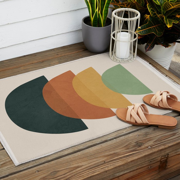 Colorful Abstract Shapes 1 Outdoor Rug Gallery Image 2