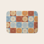 Retro Flowers Check Pattern XVIII Bath Mat Gallery Image 1