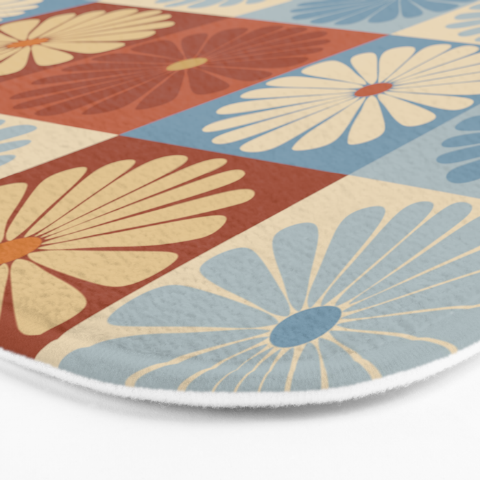 Retro Flowers Check Pattern XVIII Bath Mat Gallery Image 3