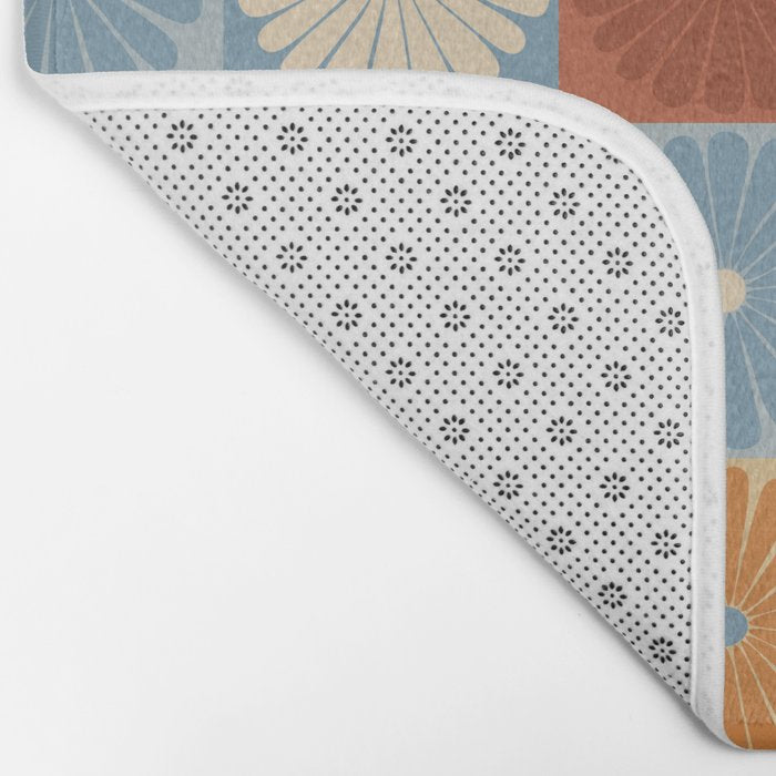 Retro Flowers Check Pattern XVIII Bath Mat Gallery Image 2