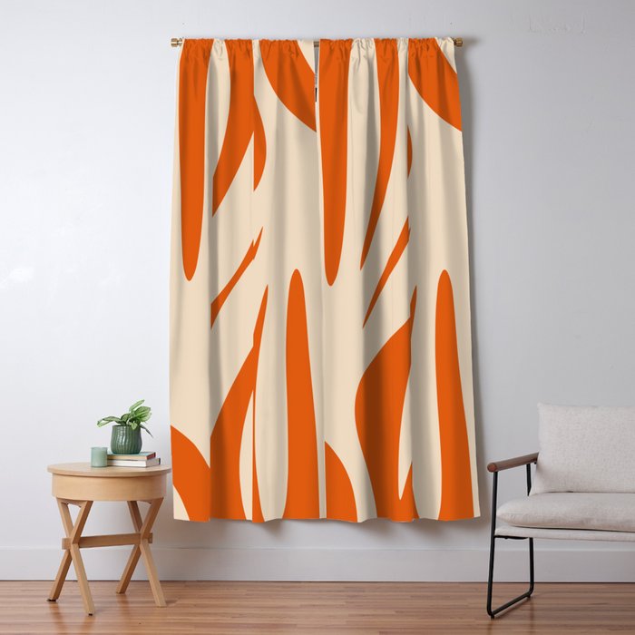 Maldives Abstract Botanical Pattern in Burnt Orange and Beige Window Curtain Gallery Image 1