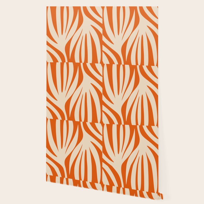 Maldives Abstract Botanical Pattern in Burnt Orange and Beige Wallpaper Gallery Image 2