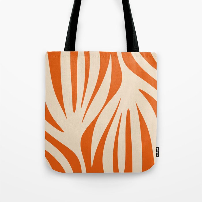 Maldives Abstract Botanical Pattern in Burnt Orange and Beige Tote Bag Gallery Image 1