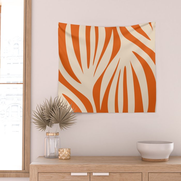 Maldives Abstract Botanical Pattern in Burnt Orange and Beige Wall Tapestry Gallery Image 2
