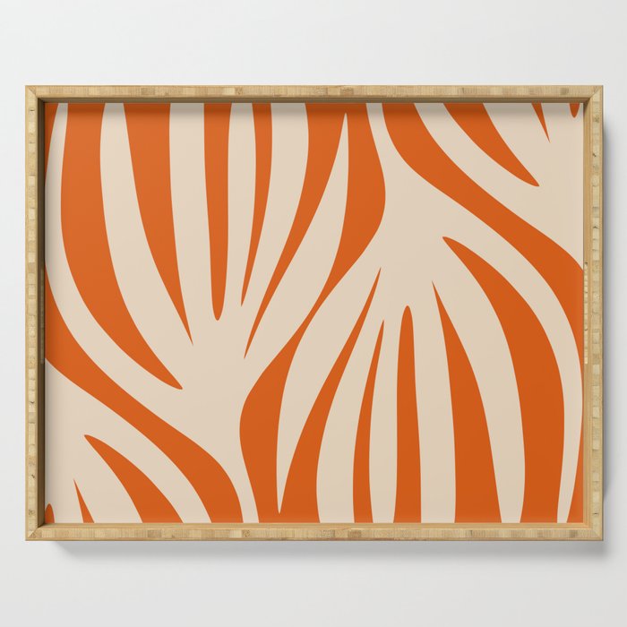 Maldives Abstract Botanical Pattern in Burnt Orange and Beige Serving Tray Gallery Image 1