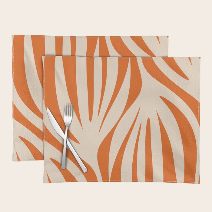 Maldives Abstract Botanical Pattern in Burnt Orange and Beige Placemat Gallery Image 1