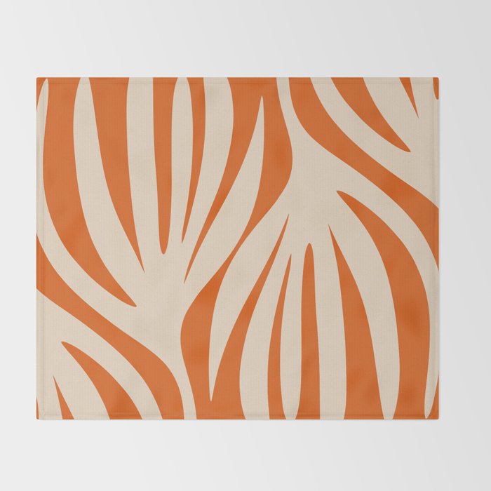 Maldives Abstract Botanical Pattern in Burnt Orange and Beige Throw Blanket Gallery Image 2