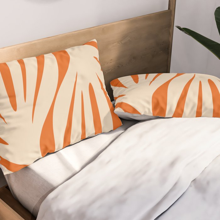 Maldives Abstract Botanical Pattern in Burnt Orange and Beige Pillow Sham Gallery Image 2