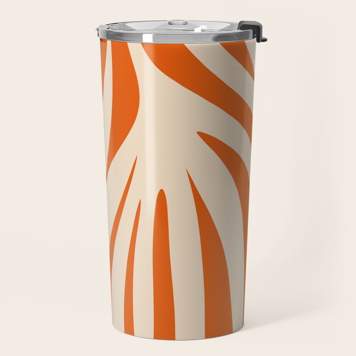 Maldives Abstract Botanical Pattern in Burnt Orange and Beige Travel Mug Gallery Image 2