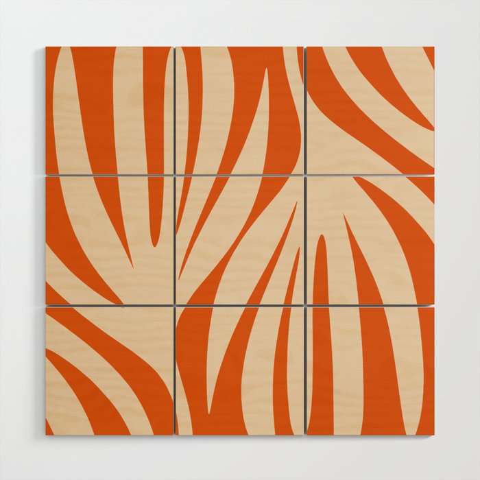 Maldives Abstract Botanical Pattern in Burnt Orange and Beige Wood Wall Art Gallery Image 1