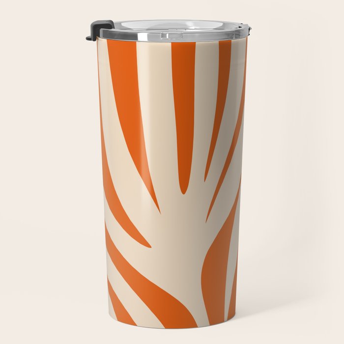 Maldives Abstract Botanical Pattern in Burnt Orange and Beige Travel Mug Gallery Image 3