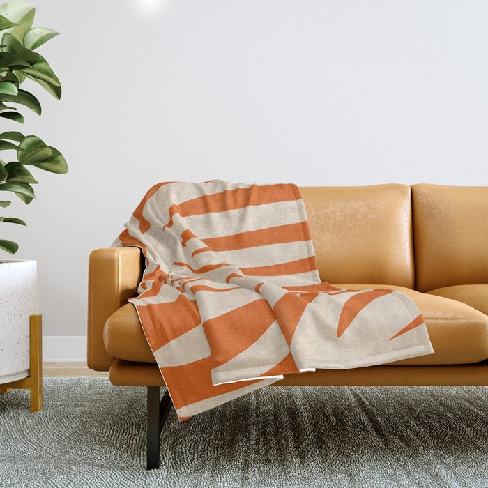 Maldives Abstract Botanical Pattern in Burnt Orange and Beige Throw Blanket Gallery Image 1