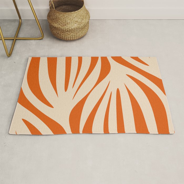Maldives Abstract Botanical Pattern in Burnt Orange and Beige Rug Gallery Image 1