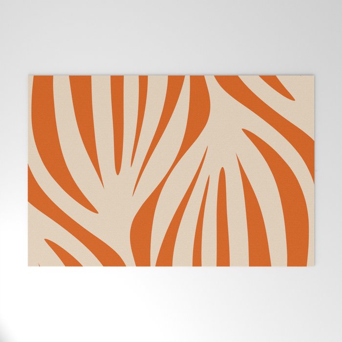 Maldives Abstract Botanical Pattern in Burnt Orange and Beige Welcome Mat Gallery Image 1