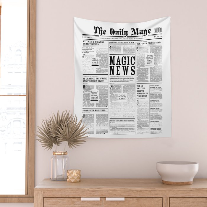 The Daily Mage Fantasy Newspaper Wall Tapestry Gallery Image 2