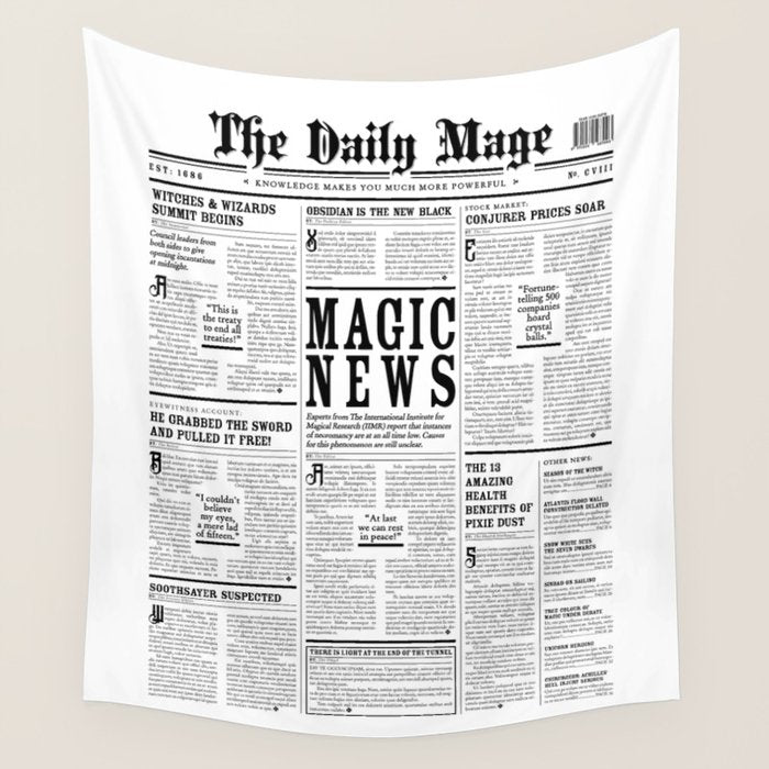 The Daily Mage Fantasy Newspaper Wall Tapestry Gallery Image 1
