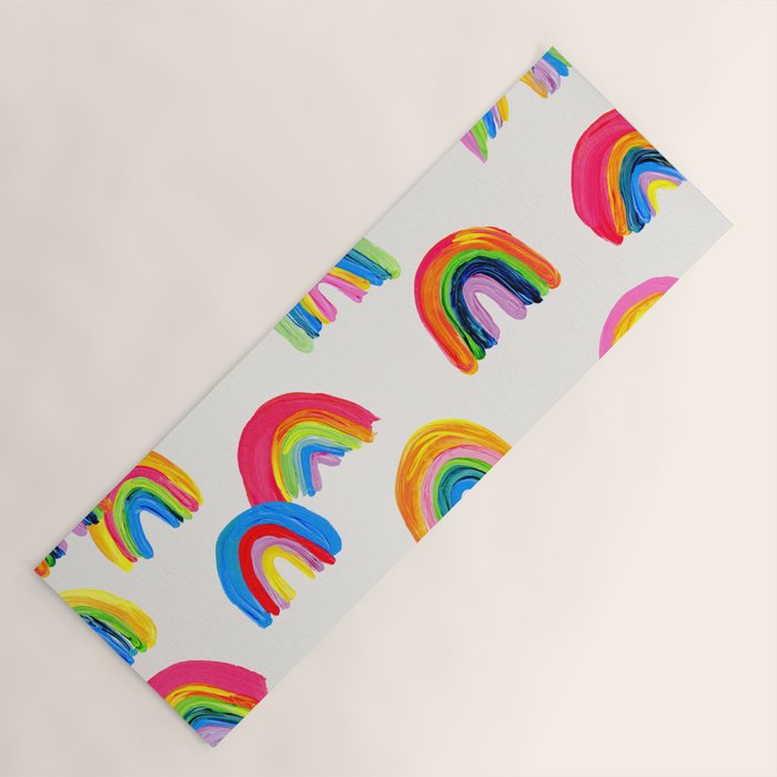 Abstract Rainbow Arcs - White Palette Yoga Mat Gallery Image 1