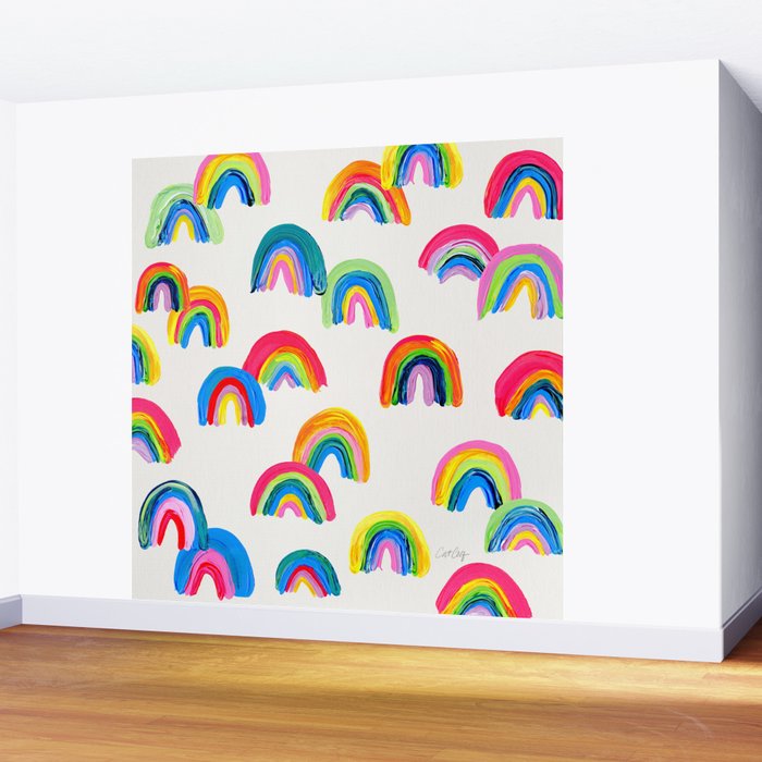 Abstract Rainbow Arcs - White Palette Wall Mural Gallery Image 2