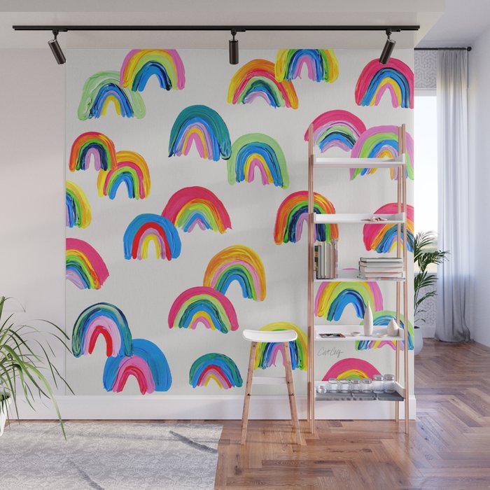 Abstract Rainbow Arcs - White Palette Wall Mural Gallery Image 1