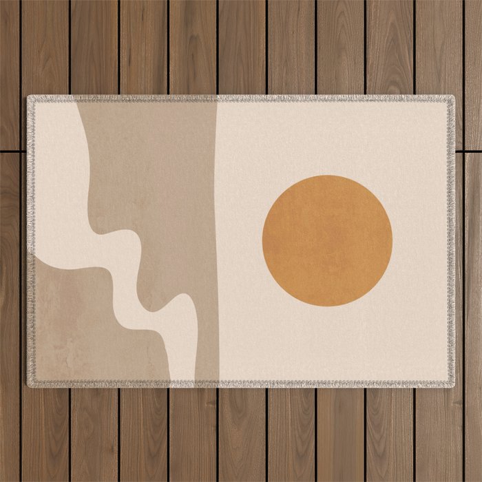 Minimal Abstract Art Landscape 6 Outdoor Rug Gallery Image 1