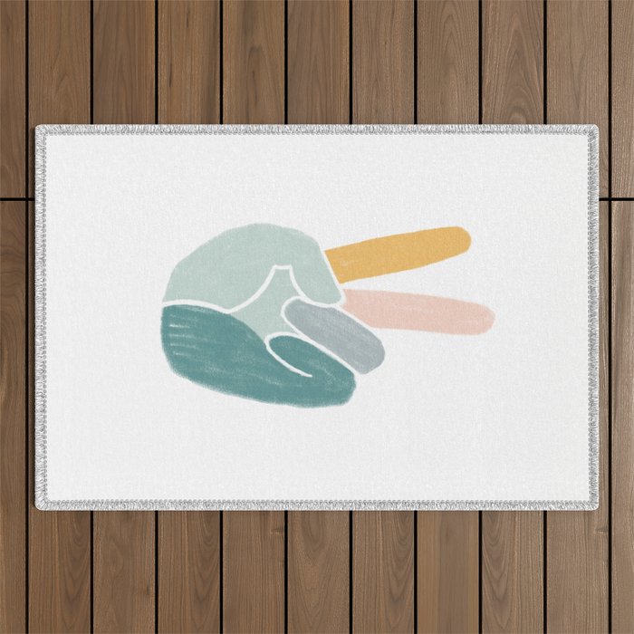 Peace sign pastel Outdoor Rug Gallery Image 1