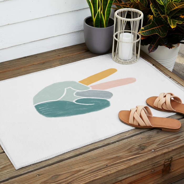 Peace sign pastel Outdoor Rug Gallery Image 2