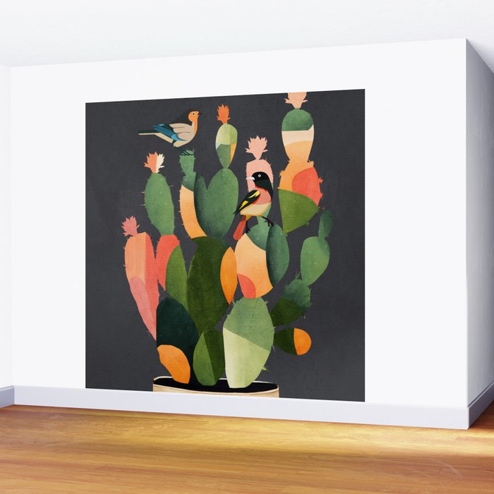 Cactus and Birds 4 Wall Mural Gallery Image 2
