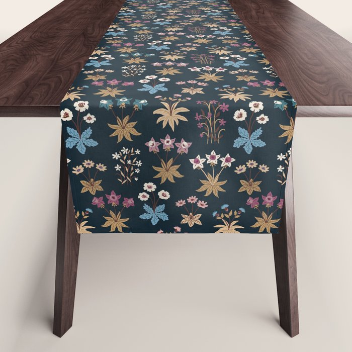 Romantic Botanica - Tapestry Bouquet in Navy Table Runner Gallery Image 1