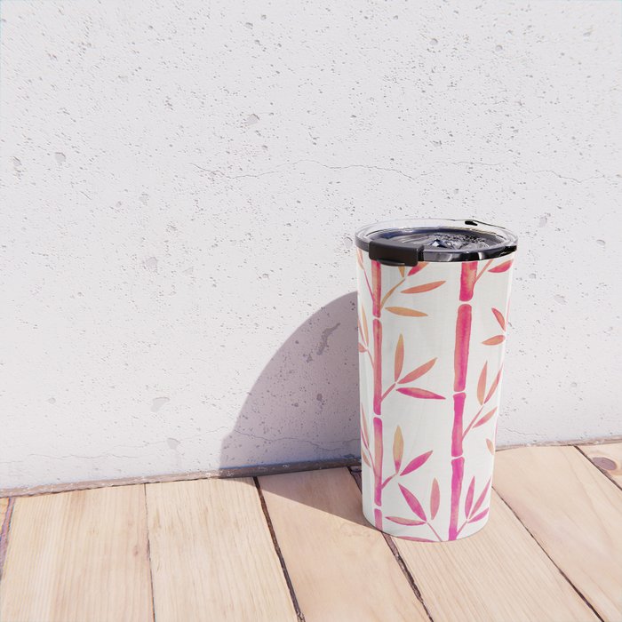 Bamboo Stems - Pink Palette Travel Mug Gallery Image 4