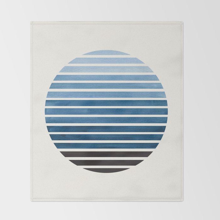 Green Blue Mid Century Modern Minimalist Scandinavian Colorful Stripes Geometric Pattern Round Circl Throw Blanket Gallery Image 2