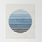 Green Blue Mid Century Modern Minimalist Scandinavian Colorful Stripes Geometric Pattern Round Circl Throw Blanket Gallery Image 2