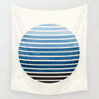 Green Blue Mid Century Modern Minimalist Scandinavian Colorful Stripes Geometric Pattern Round Circl Wall Tapestry Gallery Image 4