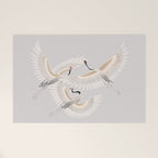 traditional Japanese cranes bright illustration Welcome Mat Gallery Image 1