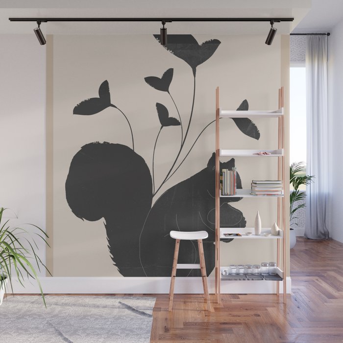 The Abstract Black Squirrel Wall Mural Gallery Image 1