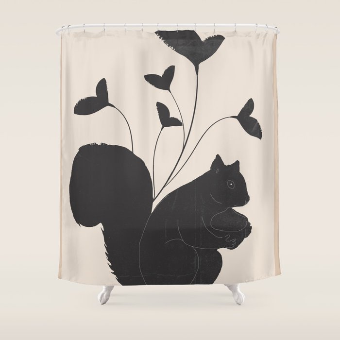 The Abstract Black Squirrel Shower Curtain Gallery Image 1