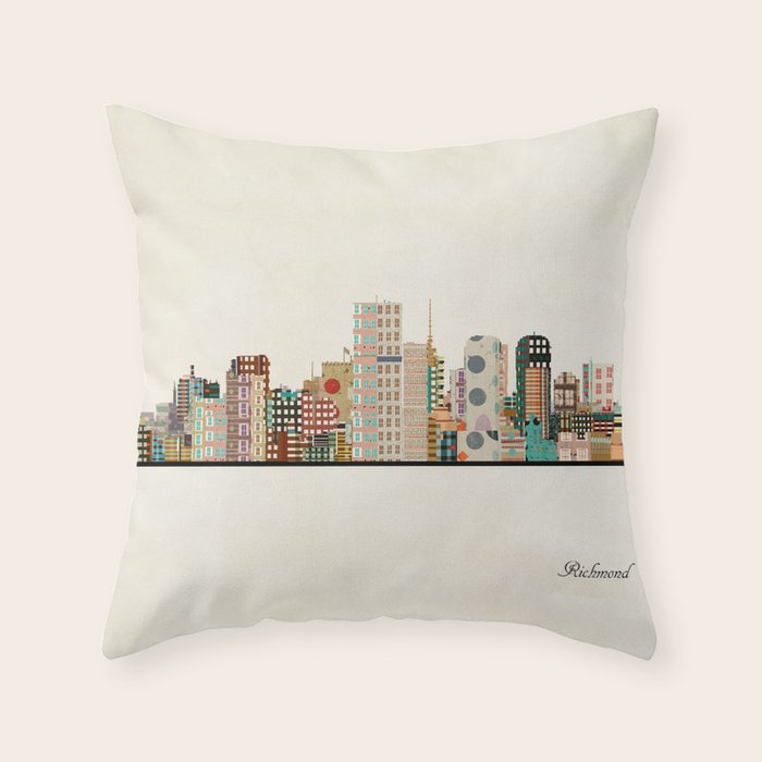 richmond virginia skyline Throw Pillow Gallery Image 6