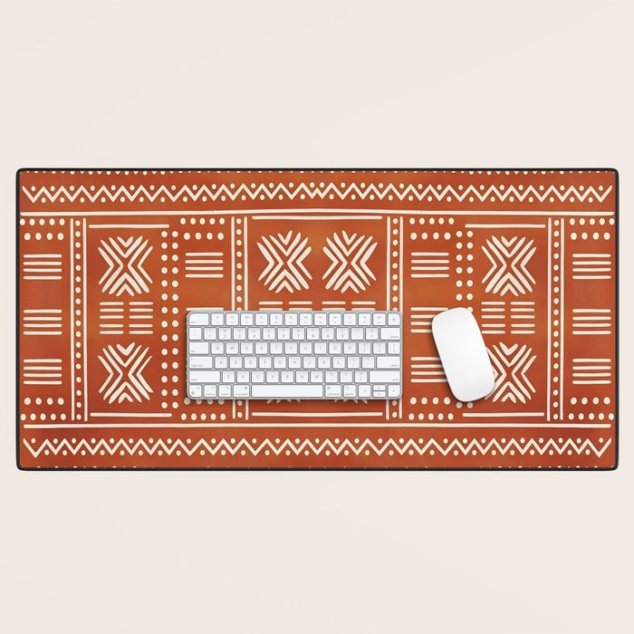 Geometric Tribal Pattern on Terracotta Desk Mat Gallery Image 1