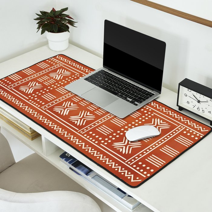 Geometric Tribal Pattern on Terracotta Desk Mat Gallery Image 2