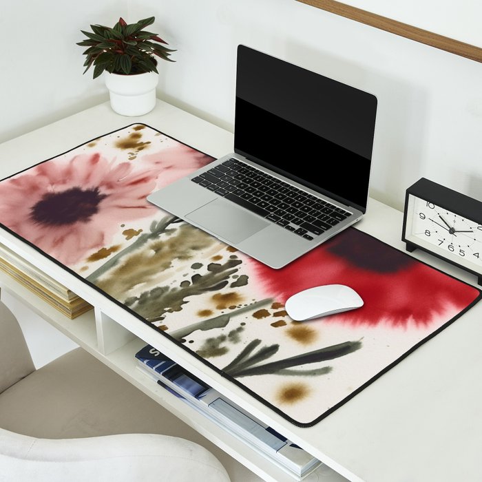 Poppy and Blush Blooms Desk Mat Gallery Image 2
