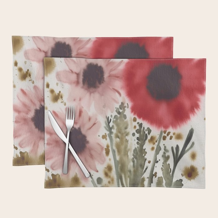 Poppy and Blush Blooms Placemat Gallery Image 1