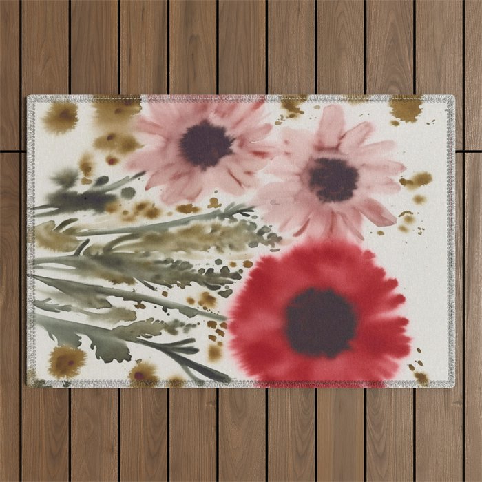 Poppy and Blush Blooms Outdoor Rug Gallery Image 1