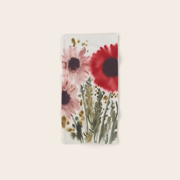 Poppy and Blush Blooms Bath Towel Gallery Image 1