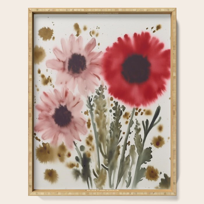 Poppy and Blush Blooms Serving Tray Gallery Image 1