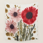 Poppy and Blush Blooms Wall Tapestry Gallery Image 4