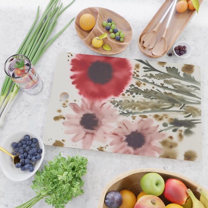 Poppy and Blush Blooms Cutting Board Gallery Image 2