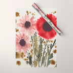 Poppy and Blush Blooms Wrapping Paper Gallery Image 1