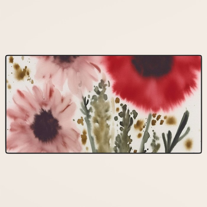 Poppy and Blush Blooms Desk Mat Gallery Image 3