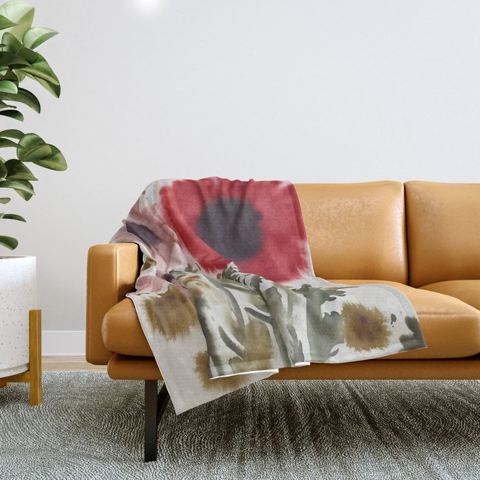 Poppy and Blush Blooms Throw Blanket Gallery Image 1